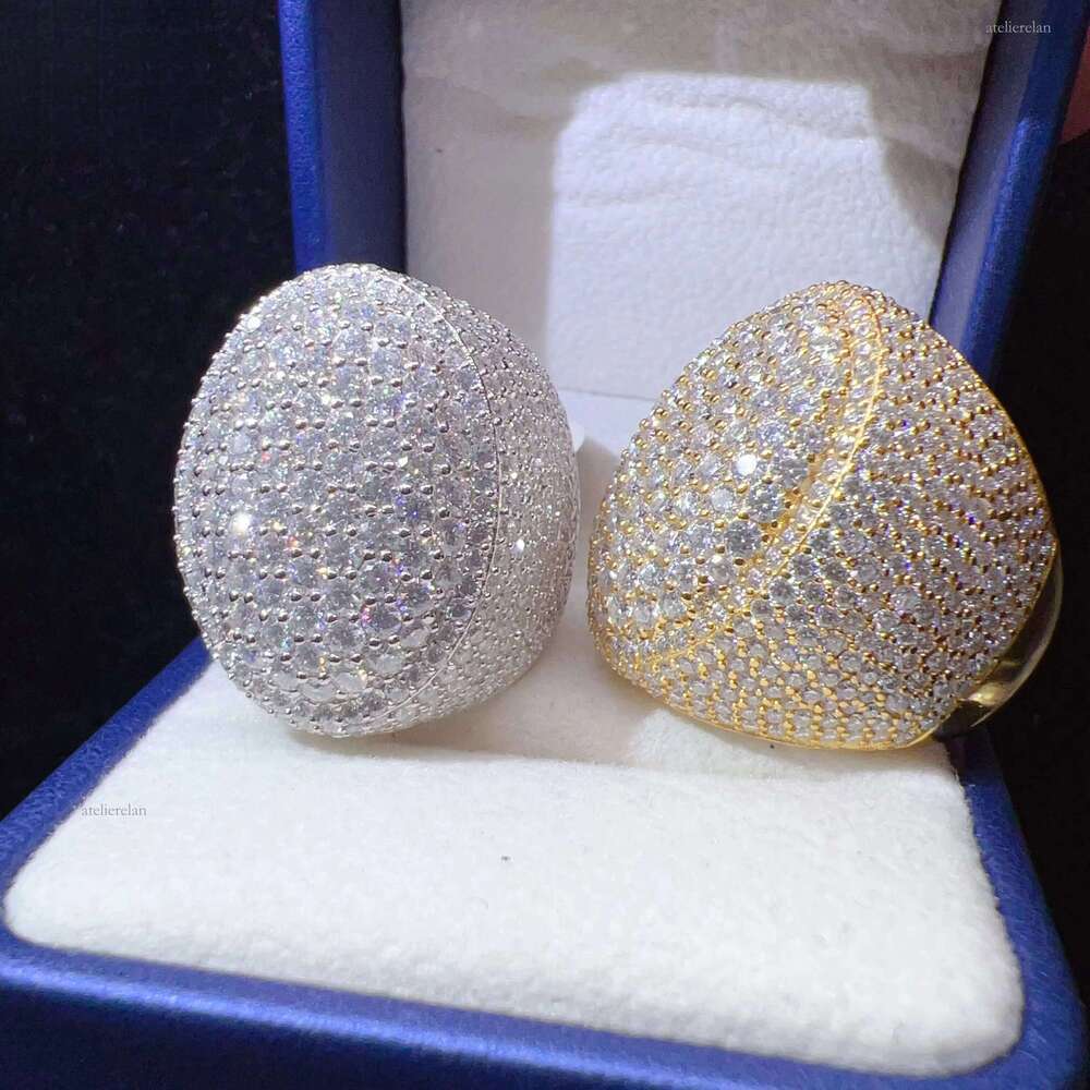 Ready to Ship Sterling Sier Custom Dia Hip Hop Iced Out VVS Moissanite Mens Ring