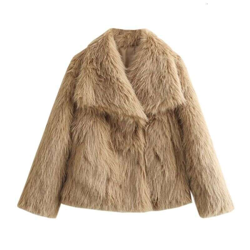 Women's Clothing 2024 Spring New Street Fashion Loose Fur Lapel Jacket A14001