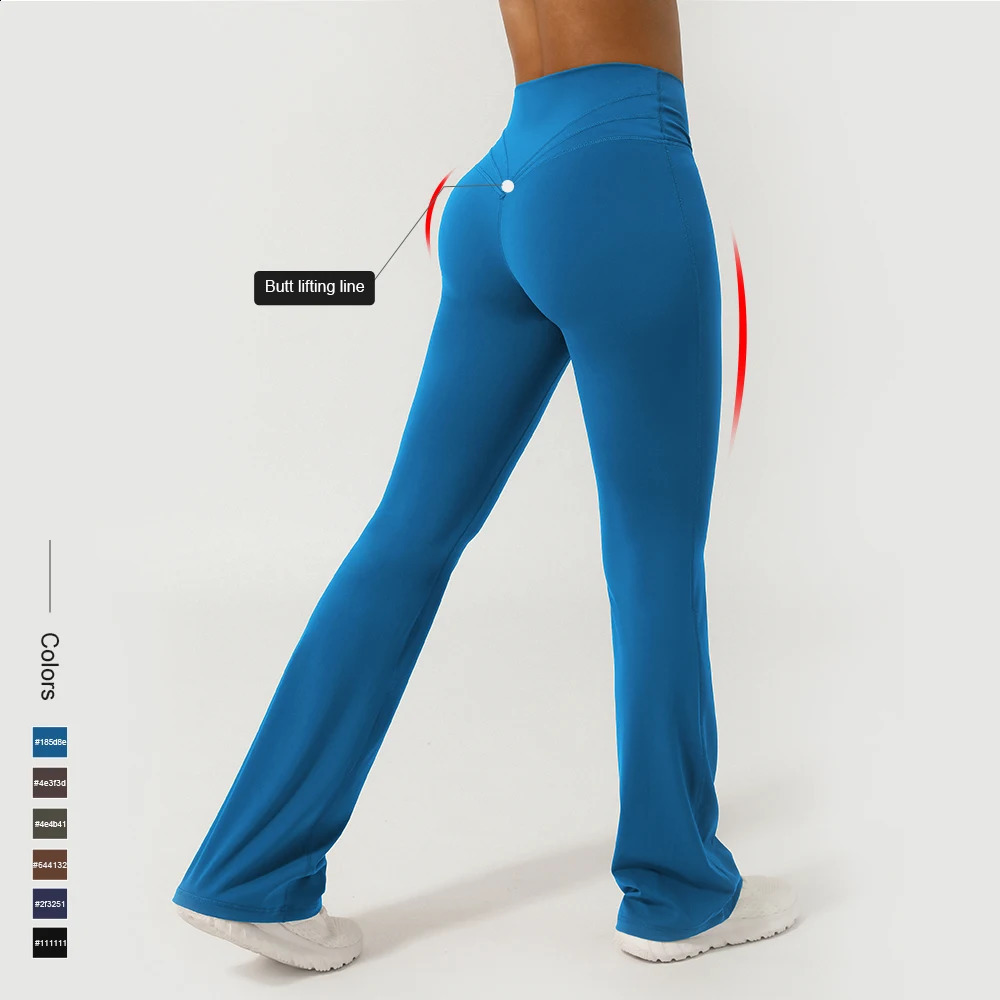 V-Cross Fitness Flare Pants Lifting Buttocks Cross Waist Yoga Sport Leggings Gym Outdoor Acticewear Workout Wide-Leg Pants 250823