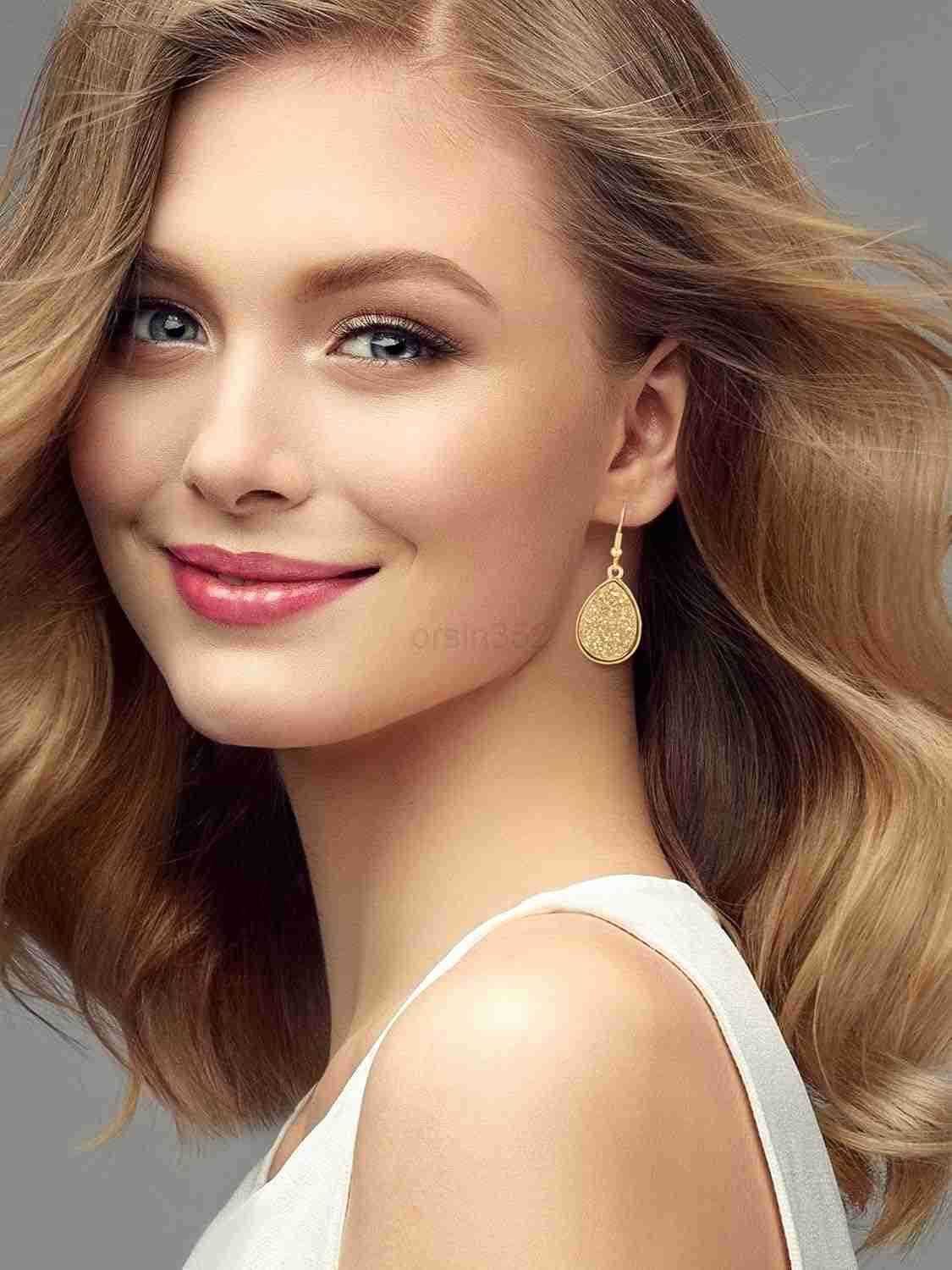 12 Pairs Faux Druzy Drop Earrings Crystal Pendant Dangle Multicolor Stainless Steel Earrings for WomenW250911