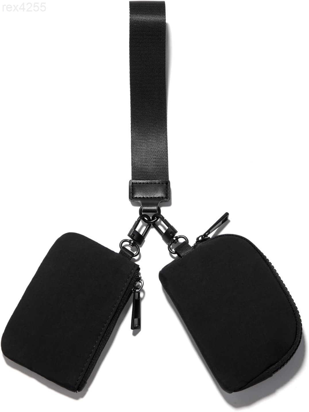 Mini Zip Around Keychain Wristlet Wallets Small Portable Dual Pounch Wristlet Detachable Coin Purse Pocket Gifts for Women Travel Sports Outdoors Blac