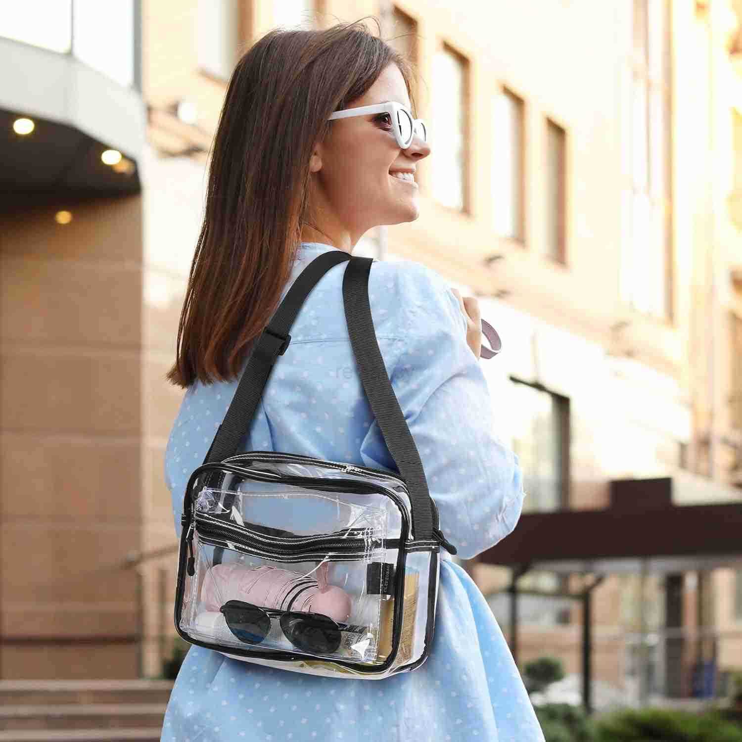 Clear messenger shoulder bag plastic womens crossbody stadium transparent purse work concerts see throughW250911