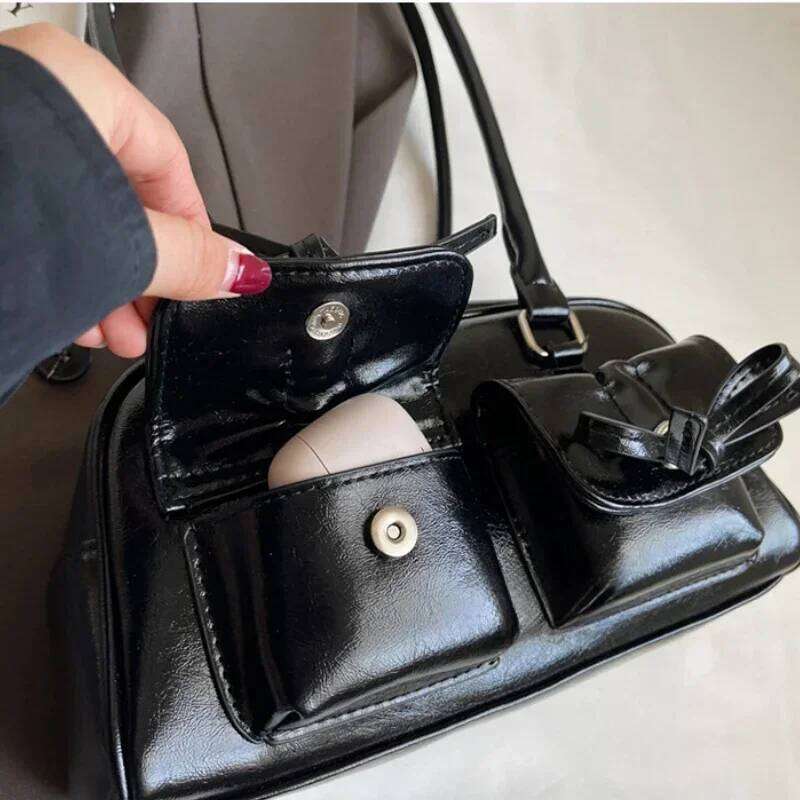 Vintage Women Business Shoulder Bags Simple Ladies Commute Tote Pu Leather Female Underarm Bag Bury Large Handbags Purse
