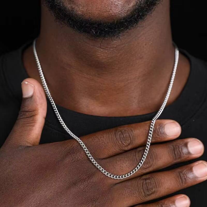 Wholesale Fashion Jewelry Hip Hop Silver Waterproof Cuban Link Snake Rope Chain Stainless Steel Chain Necklace for Women Men