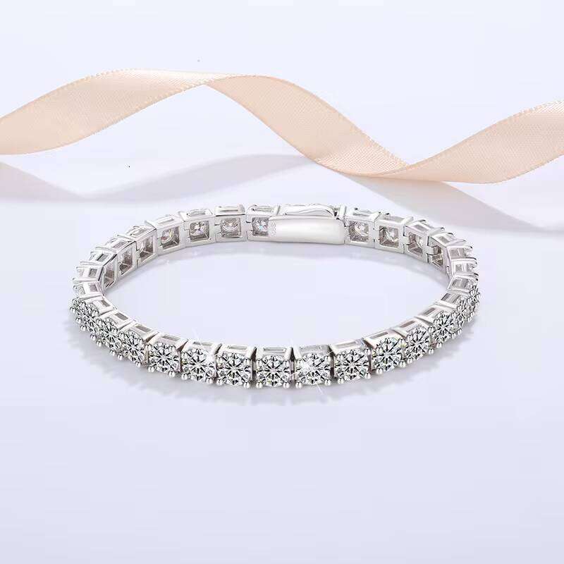 Drop Shipping Sier Plated Gold Moissanite Tennis Bracelet Hand Jewelry Wholesale for Men and Women