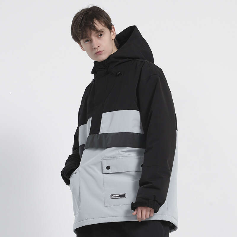 Double-Board Reflective Warm Waterproof Glow-In-The-Dark Ski Hoodie Single-Board Color Matching Snow Suit