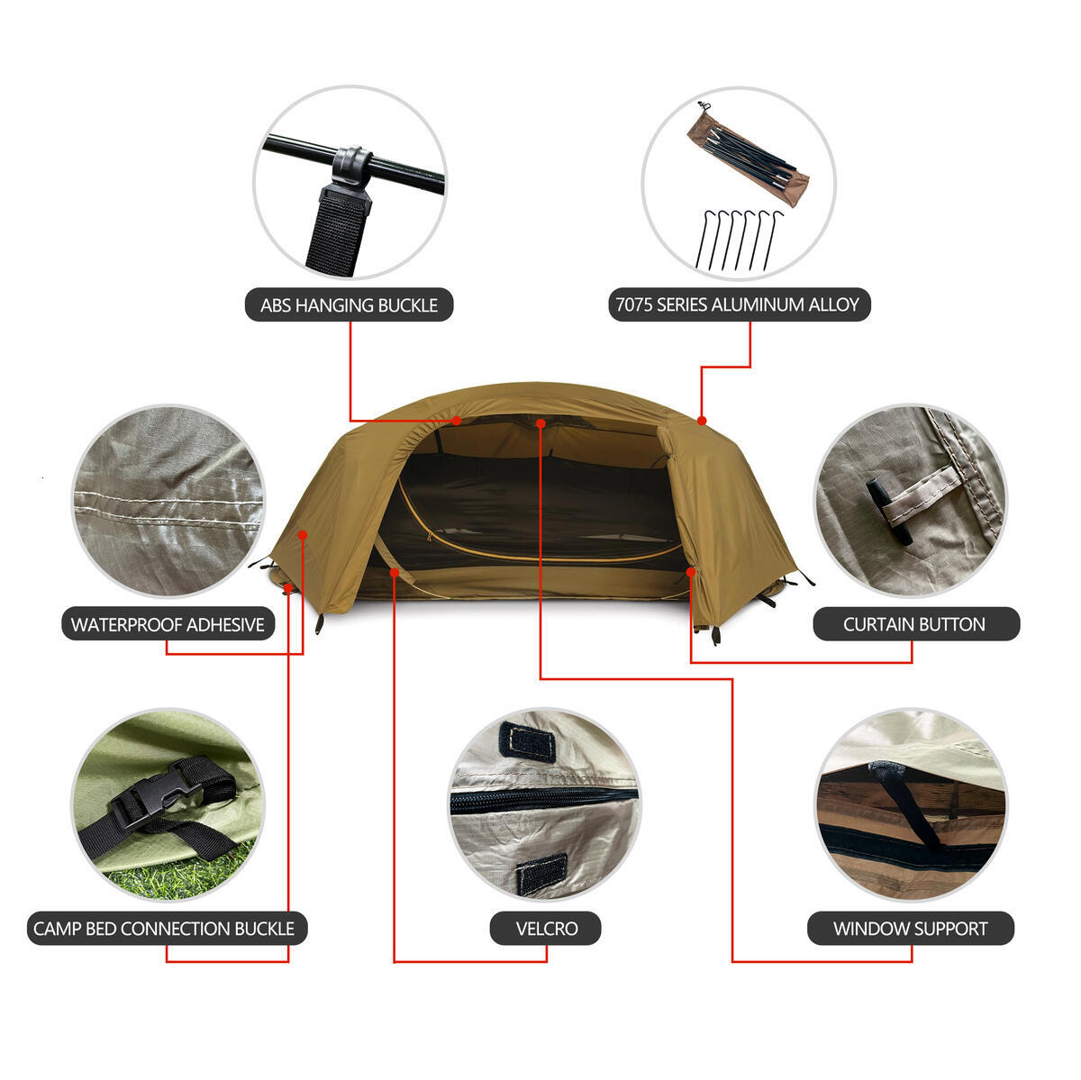 Outdoor Single-Person Lightweight Tent Nylon Tactical Shelter Marching Bed Mosquito Net Anti-Mosquito Waterproof Field