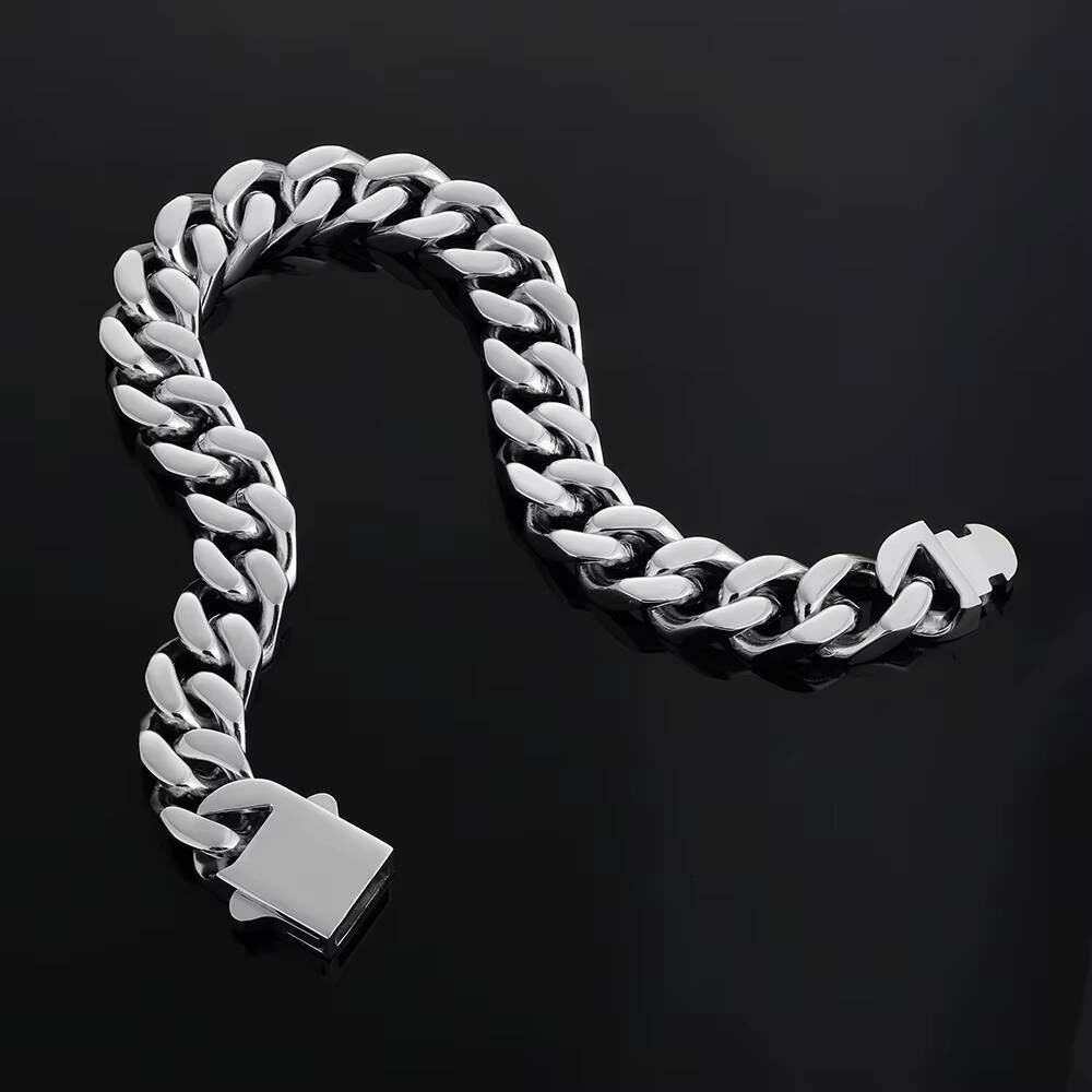 KRKC Wholesale Hip Hop Jewelry 12mm 14mm 18K Gold Plated Stainless Steel Miami Cuban Link Bracelet Mens Chains