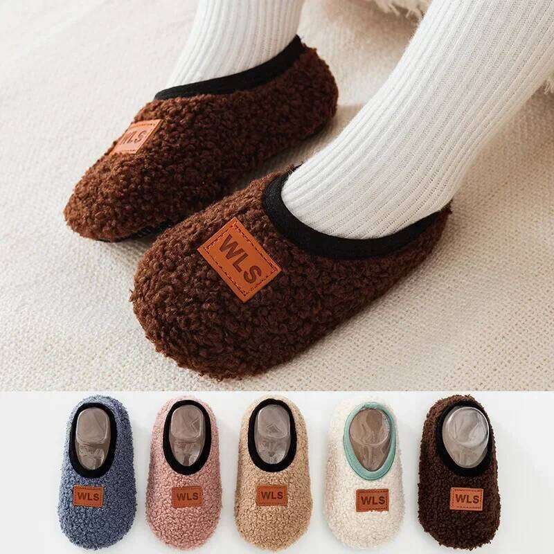 Autumn Winter Baby Slippers Toddler Plush Floor Sock Boy Girl Children Soft Anti-slip Walking Indoor Home Kids Shoes