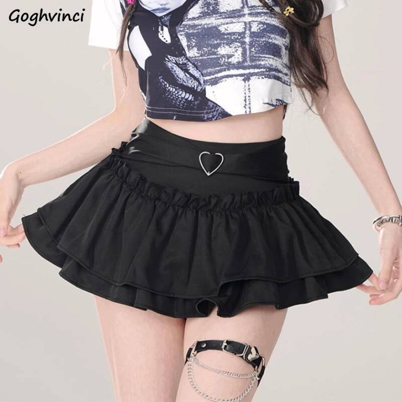 Skirts Women Ruffles A-line High Waist Chic Design Unique Korean Fashion Streetwear Gothic Summer Sweet Hot Girls Prevalent Y2k dongdumaoyi