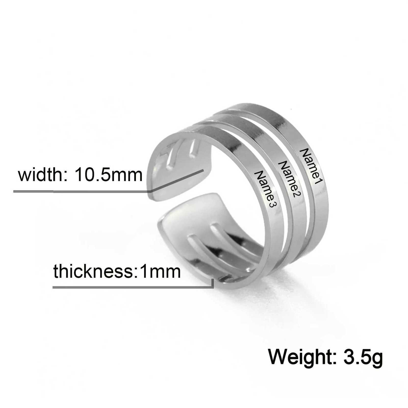 COOLTIME Personalized Name Ring Stainless Steel Fashion Double Triple Name Ring for Couple Jewelry Birthday Gift New W250911