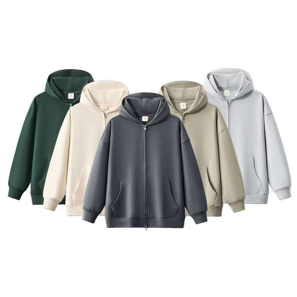 High-Quality Logo Cotton French Terry Cordless Blank Oversized Zipper Hoodie for Men