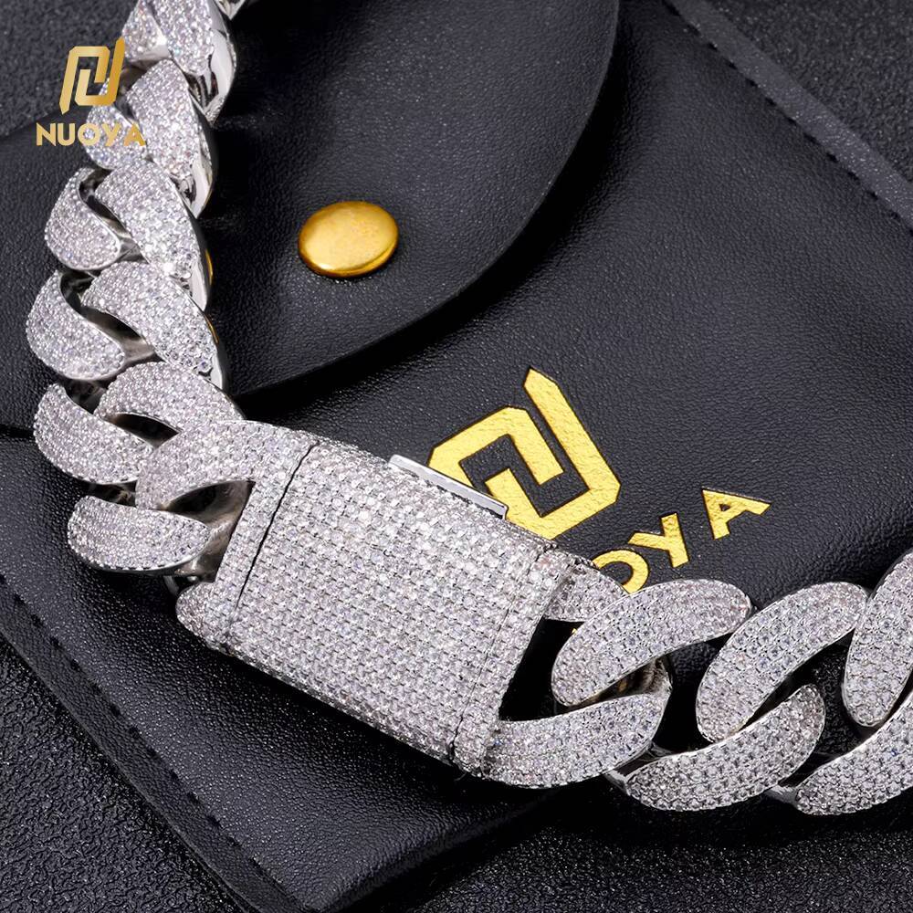 NUOYA Luxury Micro Pave Diamond Cuban Link Chain 20MM Bling Cubic Zirconia Full Iced Out Cuban Necklace Hip Hop Jewelry