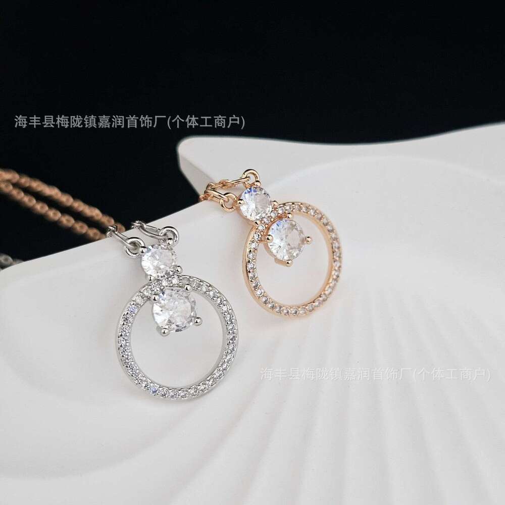 Shijia Constella Circle Round Full Dia Necklace Water Drop Earrings for Women Light High-end Exquisite Jewelry