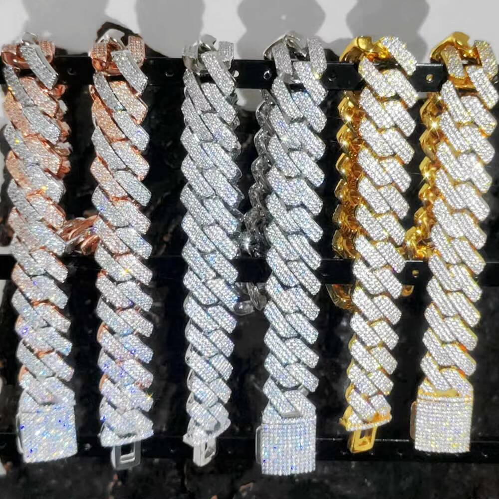 NUOYA Wholesale 20mm Gold Chunky Diamond Cuban Chain Necklace Iced CZ Prong Cuban Link Fine Hip Hop Jewelry Women Party Gifts