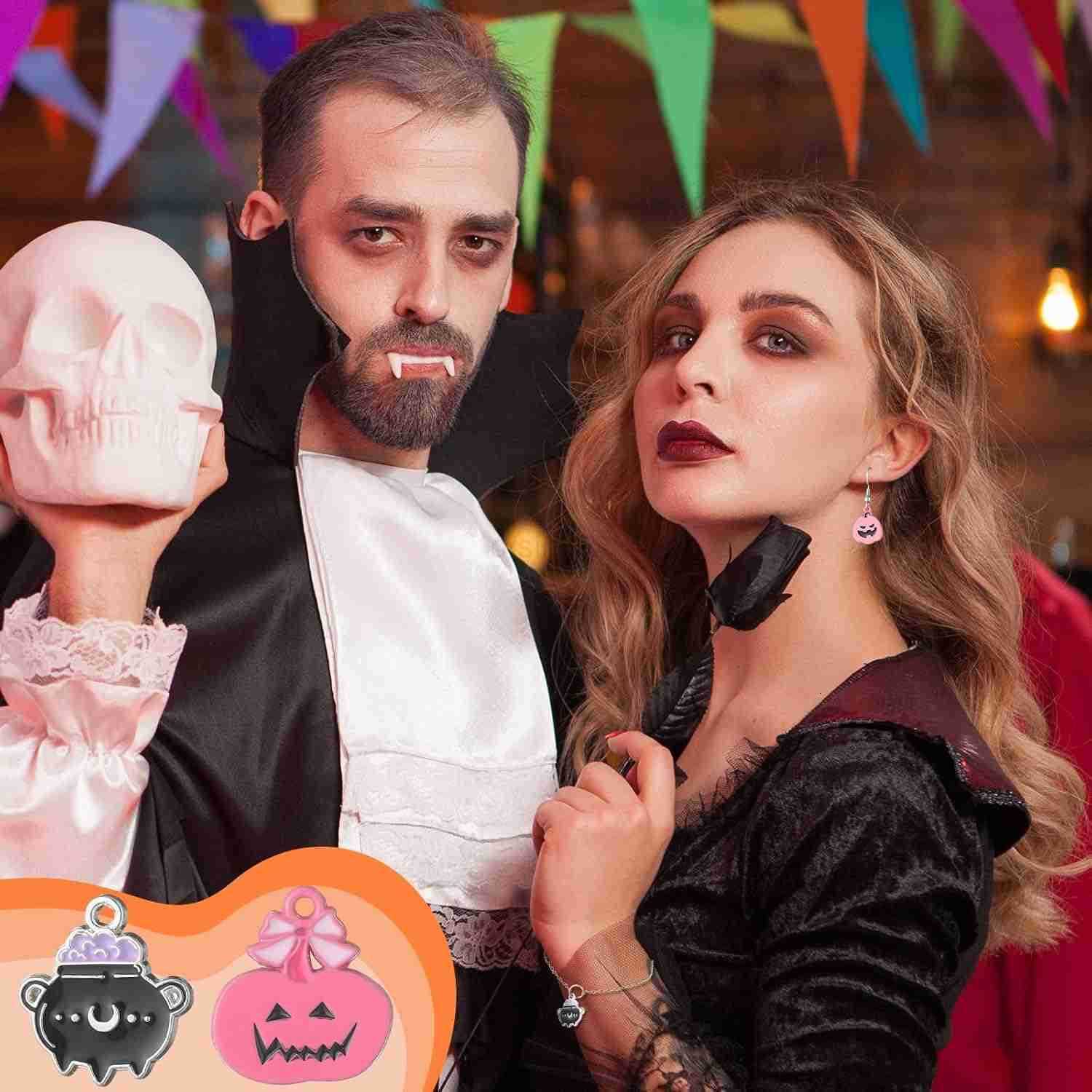 150 Pcs Pink Halloween Charms Bulk for Jewelry Making Halloween Alloy Assorted Pendant Charms for Jewelry Making Earring Necklace DIY CraftW250911