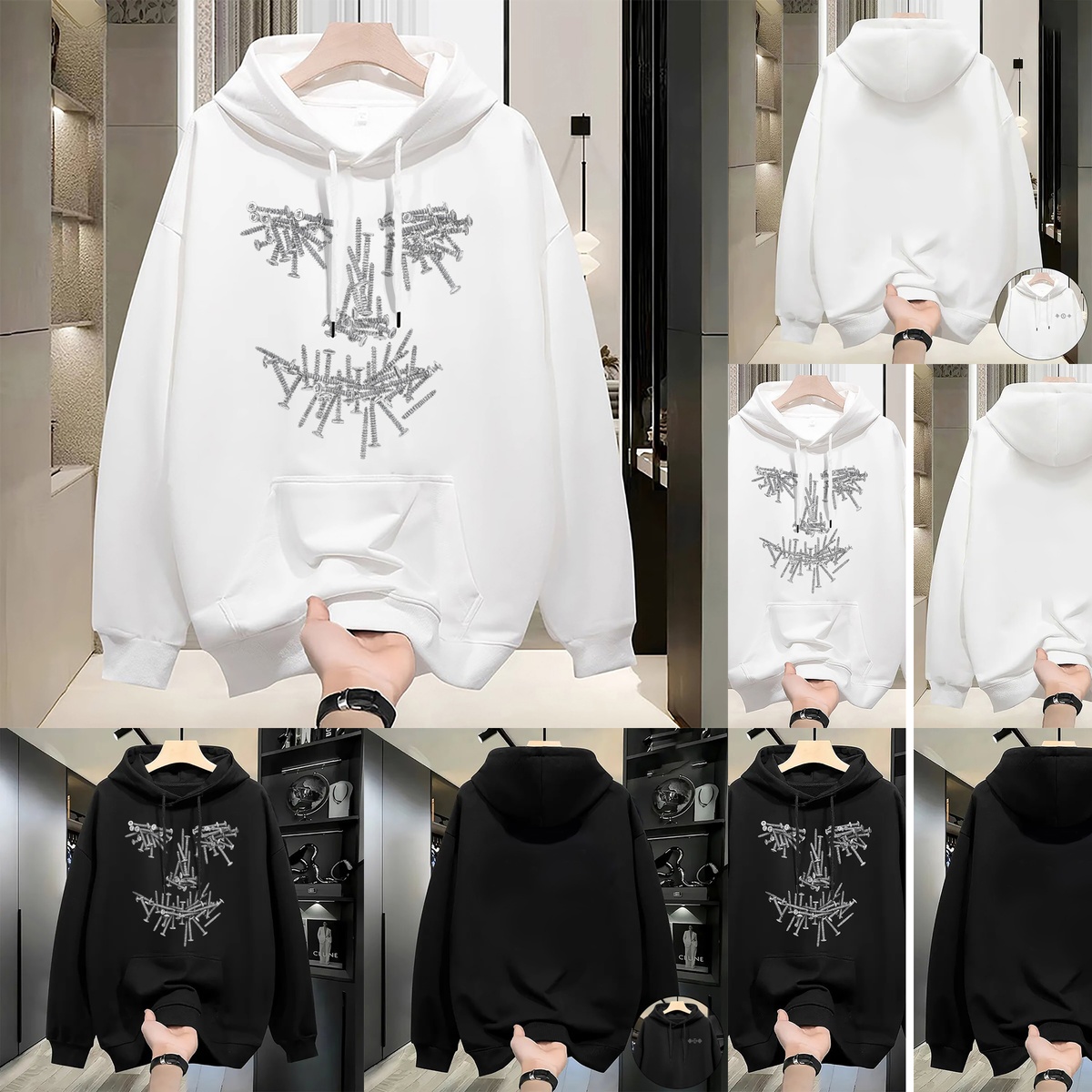 Men Women Hoodie Autumn Winter Casual Pullover Sweatshirt Warm Loose Fit Long Sleeve Hooded Tops