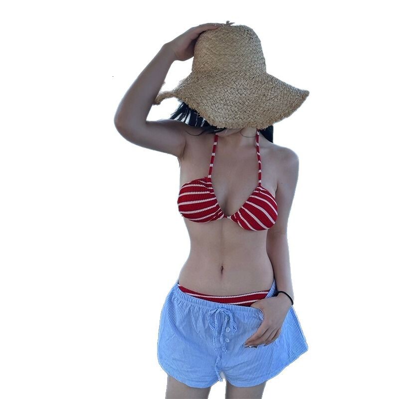 Bikini Three-Piece Set Two-Piece Swimsuit High-End Halter Sexy Hot Spring Vacation Swimwear for Women