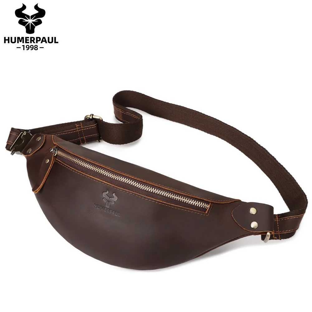 HUMERPAUL 100 Crazy Horse Leather Waist Belt Bags Fanny Pack for Cell Phone Multifunction Outdoor Travel Chest Bag Z250911