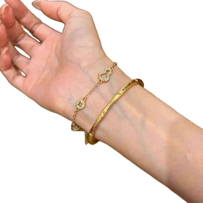 Fortune and Prosperity ~ Chinese Style Gold-Plated Gourd Copper Coin Bracelet for Women, Light , Niche, Exquisite 2025 New Hand Jewelry