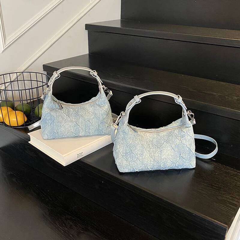 LEFTSIDE Small Denim Solid Color Hobo Crossbody Bags For Women 2025 Y2k Ladies Shoulder Bag Females Handbags And Purses