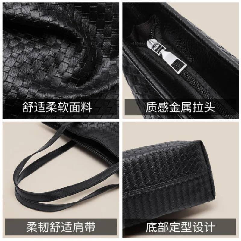 Mom's Outward Handbag New Fashionable Large Capacity Tote Shopping Big Bag Woven Commuter Single Shoulder Armband