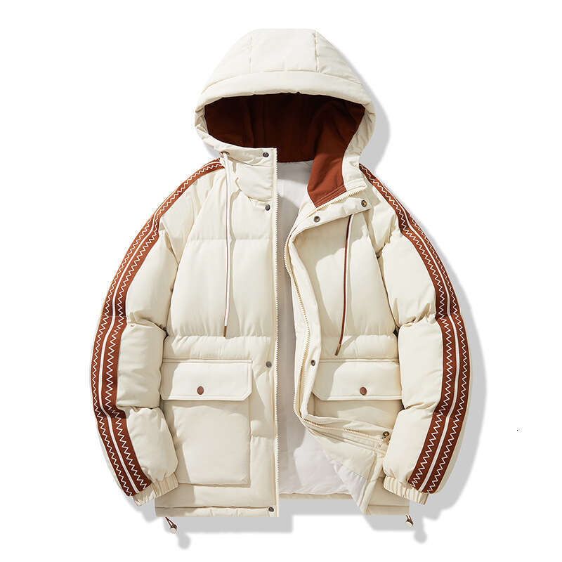 New Couple Autumn Winter Clothing Men's Hooded Color Block Stylish Warm Puffer Jacket Men