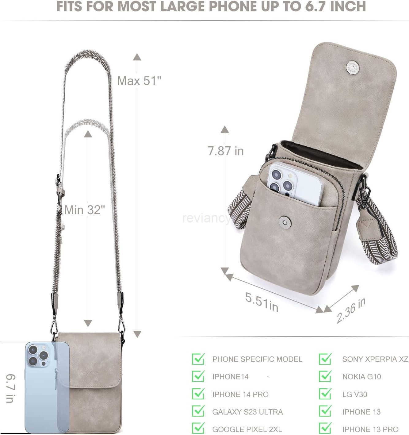 Small Crossbody Bags for Women TrendyLeather Triple Compartment Cell Phone Crossbody Wallet Purses with Card SlotsW250910