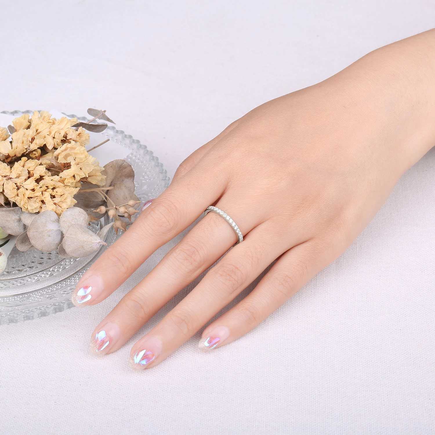 JewelryPalace 5A CZ Eternity Classic 925 Sterling Silver Wedding Engagement Band Ring for Woman Anniversary Gift Fine Jewelry W250911