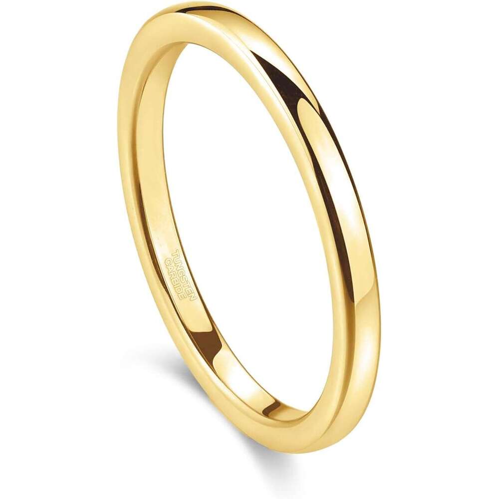 2mm 4mm 6mm Tungsten Wedding Bands Ring for Women Men Rose Gold/Sier/Gold/Black Polished Slim Engagement Promise Rings Comfort Fit Size 4-13