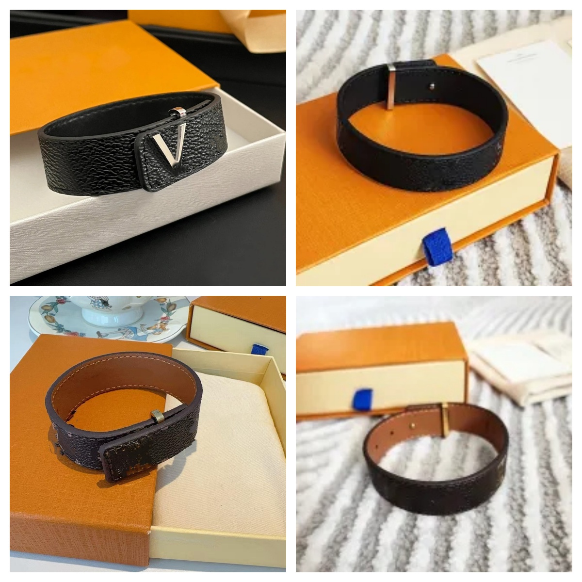 top Luxury Men Leather Bracelet Bangle Black With Womens Birthday Gifts Bangle Hand Jewelry Christmas Fashion Style Gift Bracelet