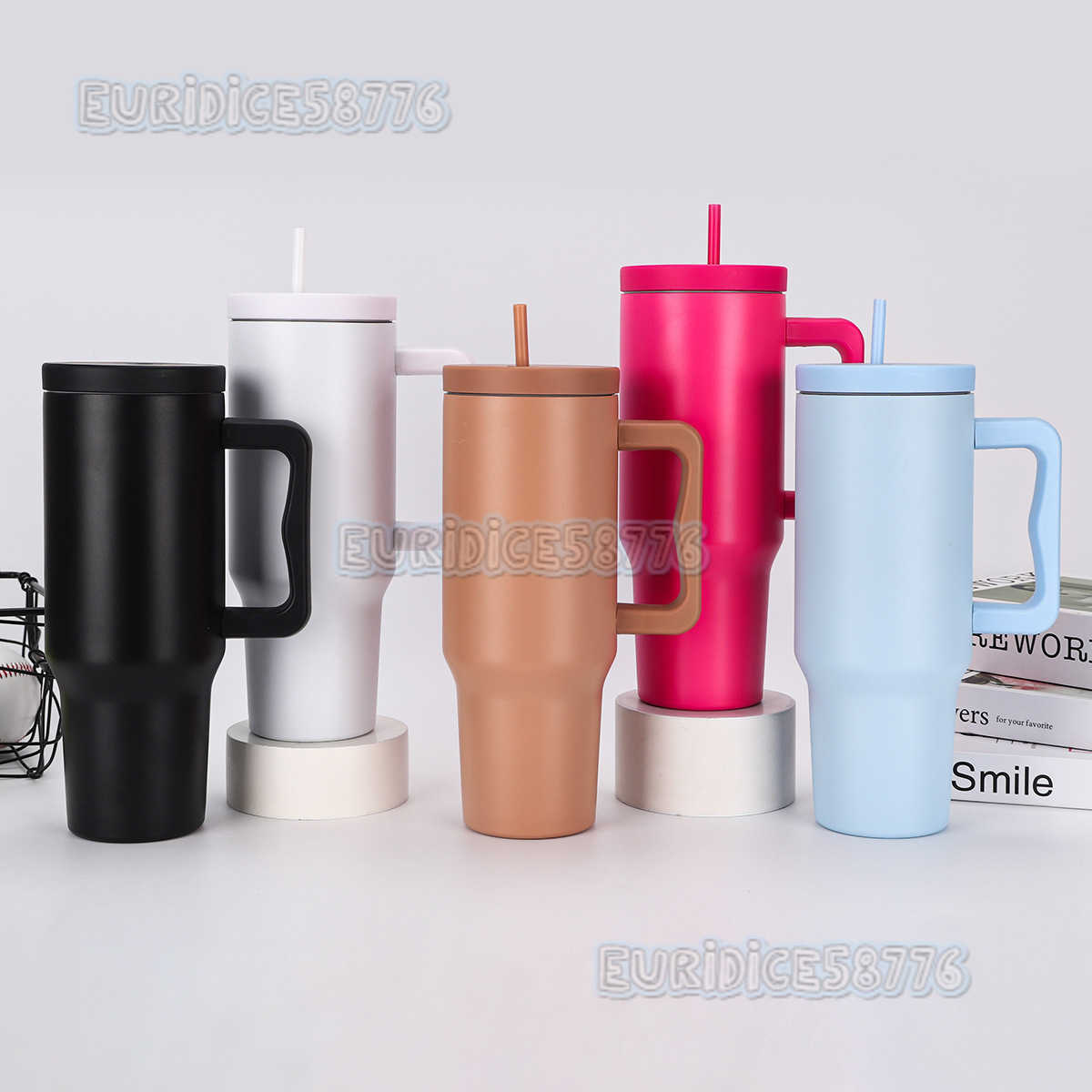 40oz Third Generation Straw Car Cup 304 Stainless Steel Insulated Cup Large Capacity Handle Ice Cup Car Mount H250911