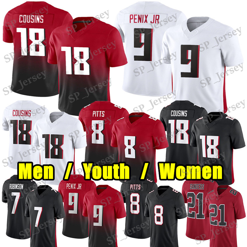 #18 Kirk Cousins Football Jersey #8 Kyle Pitts Jalon Walker Julio Jones Michael Penix Jr Drake London Bijan Robinson Younghoe Koo Darnell Mooney James Pearce jerseys
