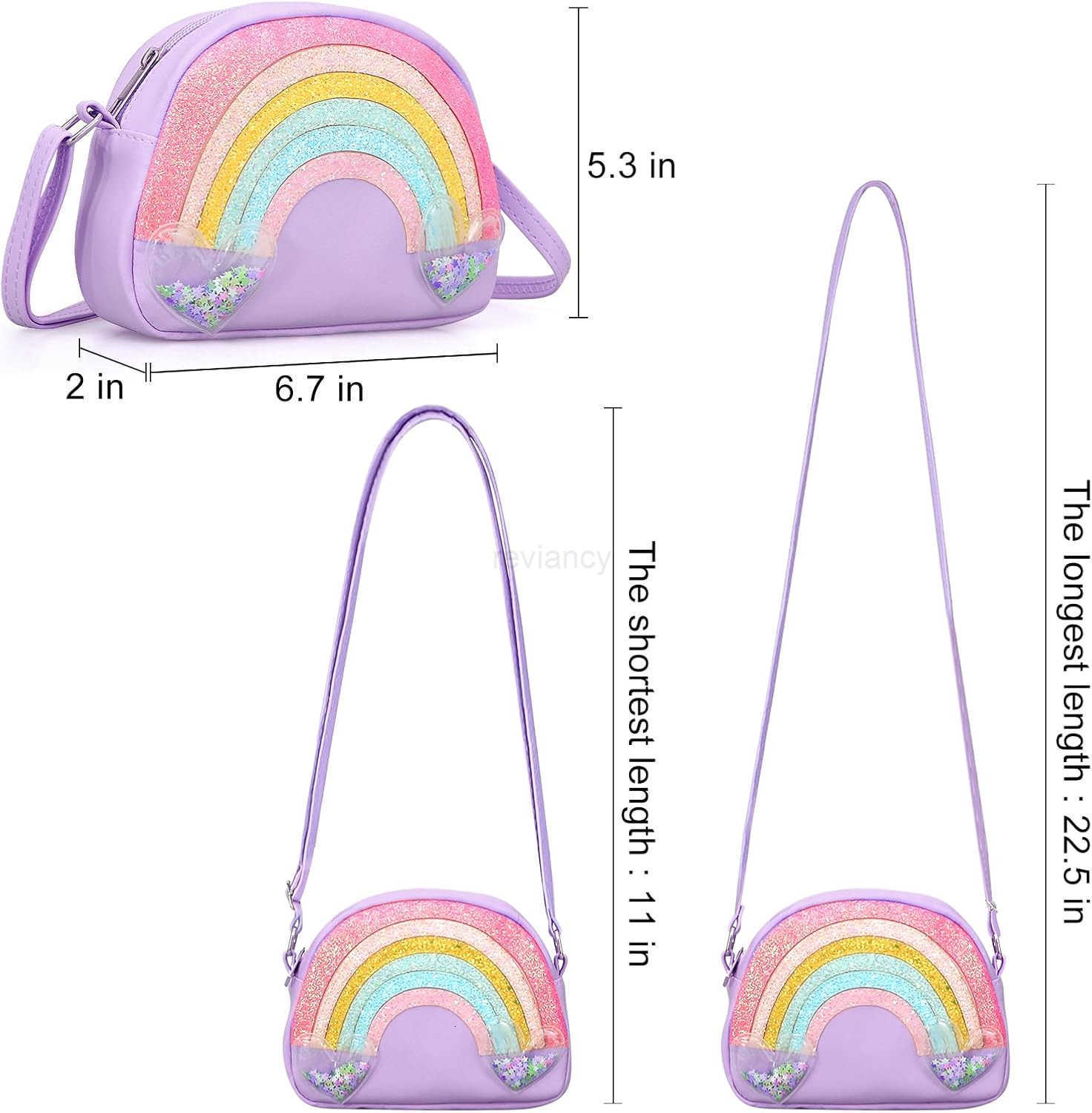 Cute Girls Crossbody Bag Rainbow Crossbody Bag for Little Girls Toddler Kids Small Wallet Crossbody Purse Shoulder Bags Handbag Cross Body Bag PurpleW