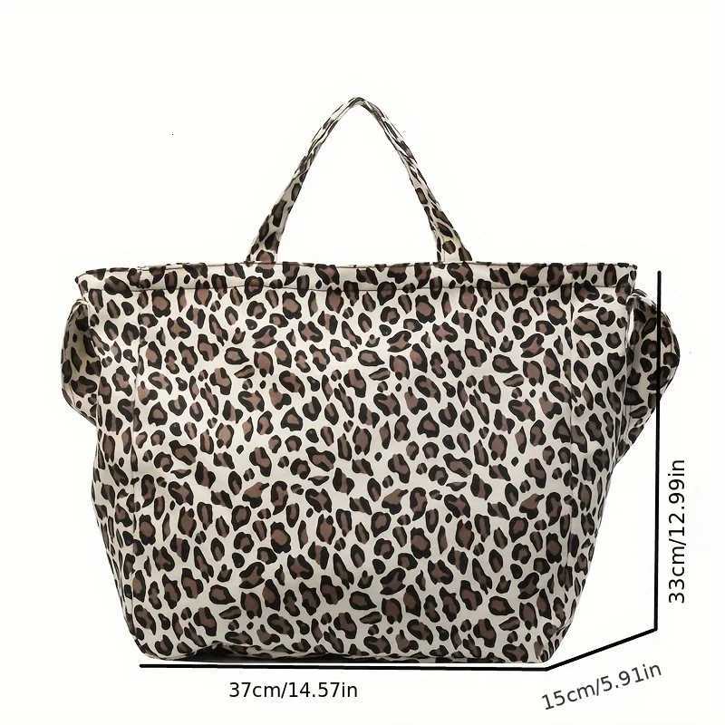 Vintage Leopard Print Womens Bag Large Capacity Canvas Shoulder Bags Daily Commuting Crossbody Bag Z250911