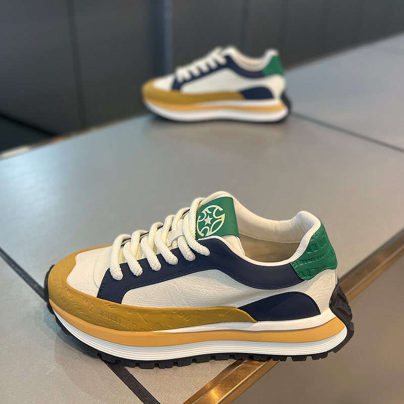 Men's Spring and Autumn New Fashion Thick-Soled Leather Dad 2025 Trend Soft-Soled Height-Increasing Comfortable Sports Casual Shoes