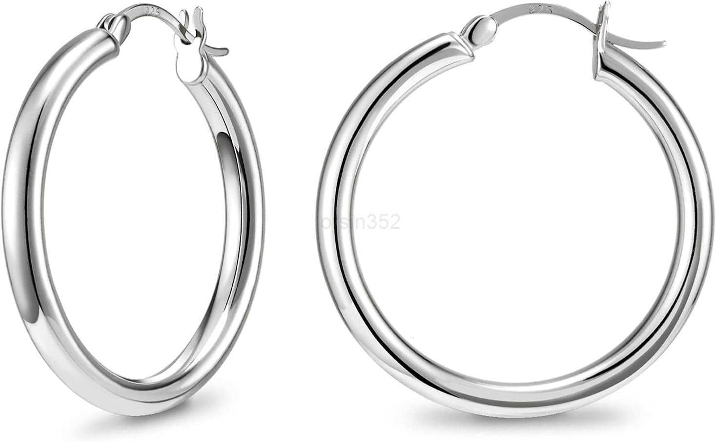 925 Sterling Silver Hoop EarringsChunky Huggie Earrings for Women Diameter 25304050MMW250911