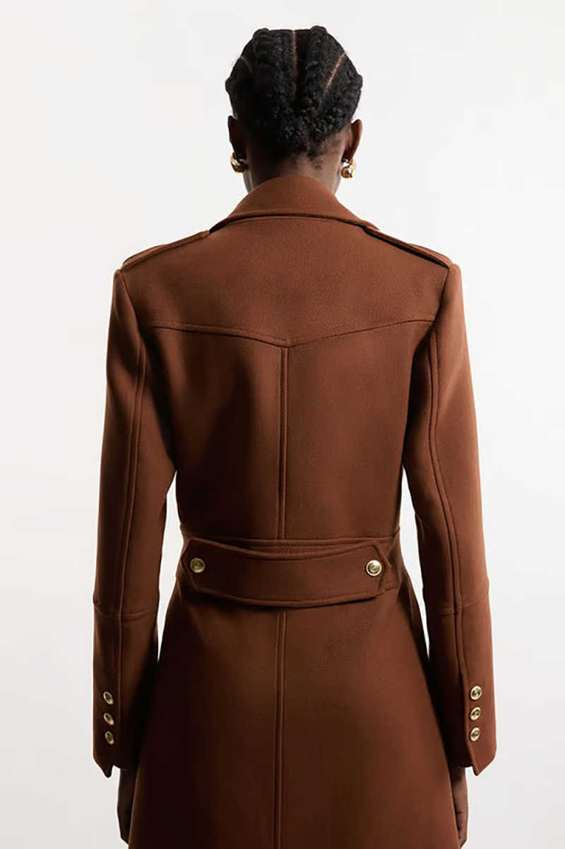 Brown Women Blazer Dress Slim Fit Long Cotton Evening Party Jacket Guest Party Formal Wear Customized One Piece