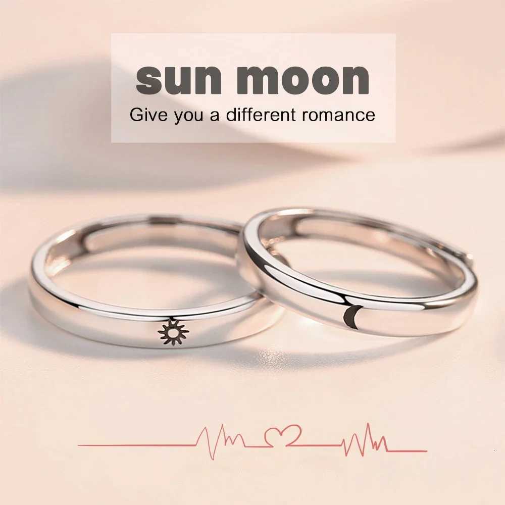 Sun Moon 2in1 Irregular Match Couple Rings Opening Adjustable Ring Sterling Silver Wedding Ring Jewlery Lover Gift for Friends W250911