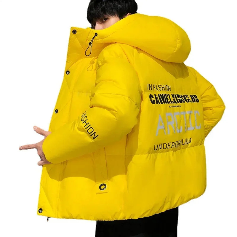 Men Harajuku Colorful Bubble Coat Winter Jacket Mens Streetwear Hip Hop Parka Korean Yellow Black Clothes Puffer Jackets 250910