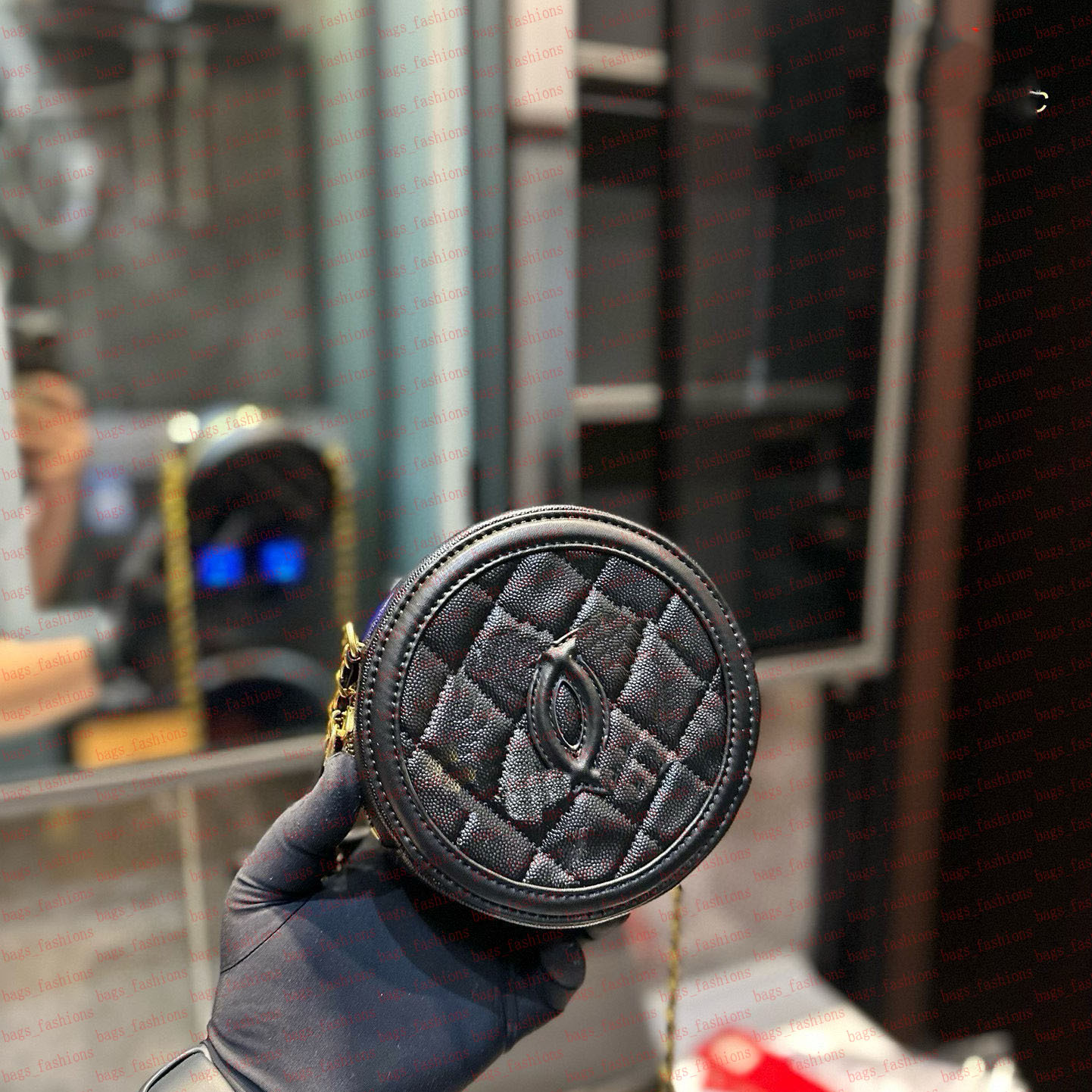 Designer Women's Round Pie Bag Shoulder Bag Crossbody Mini Commuter Bag Chain Bag Multifunction Zipper Bag