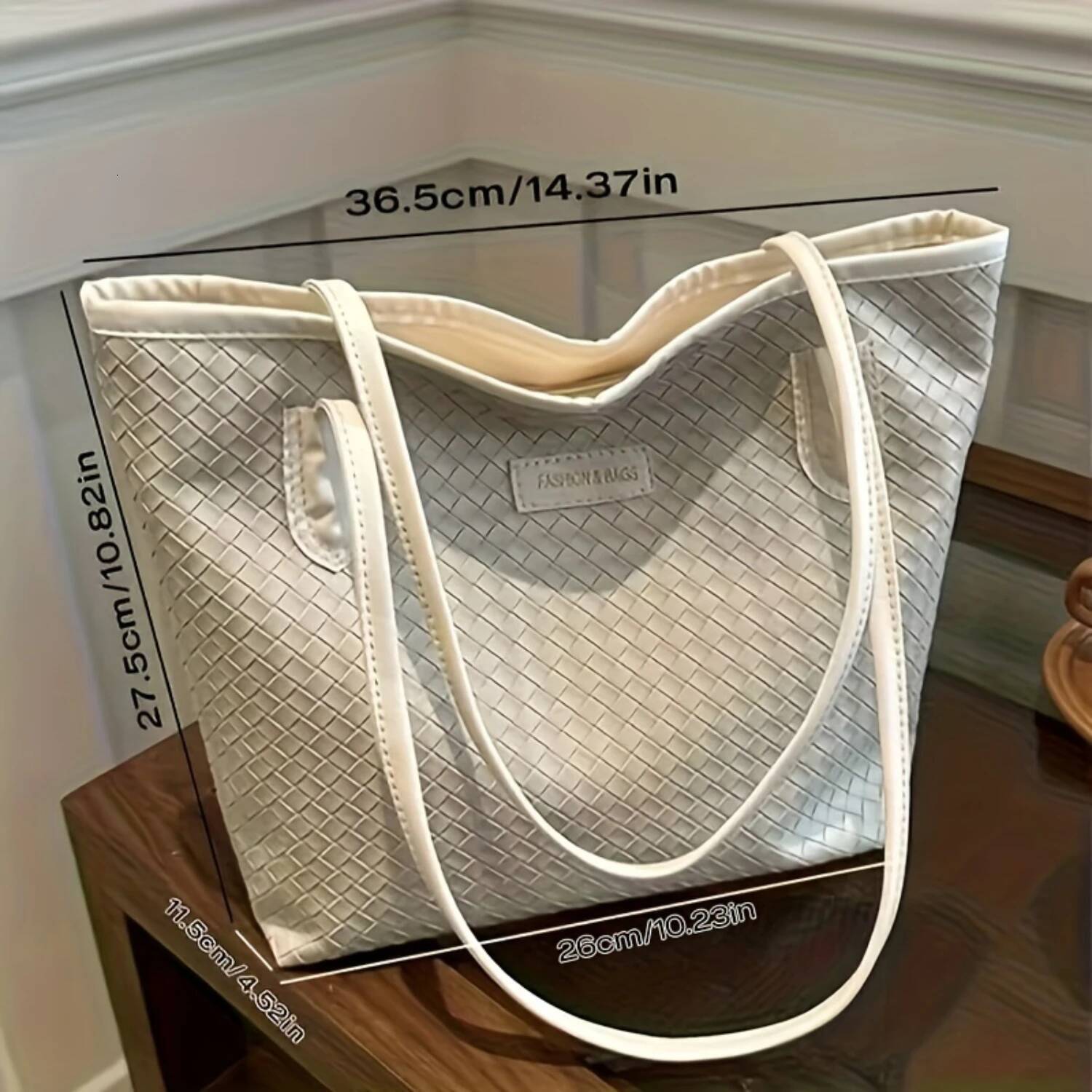 Large Capacity Tote Bag For Women With Woven Design & Dual Handles