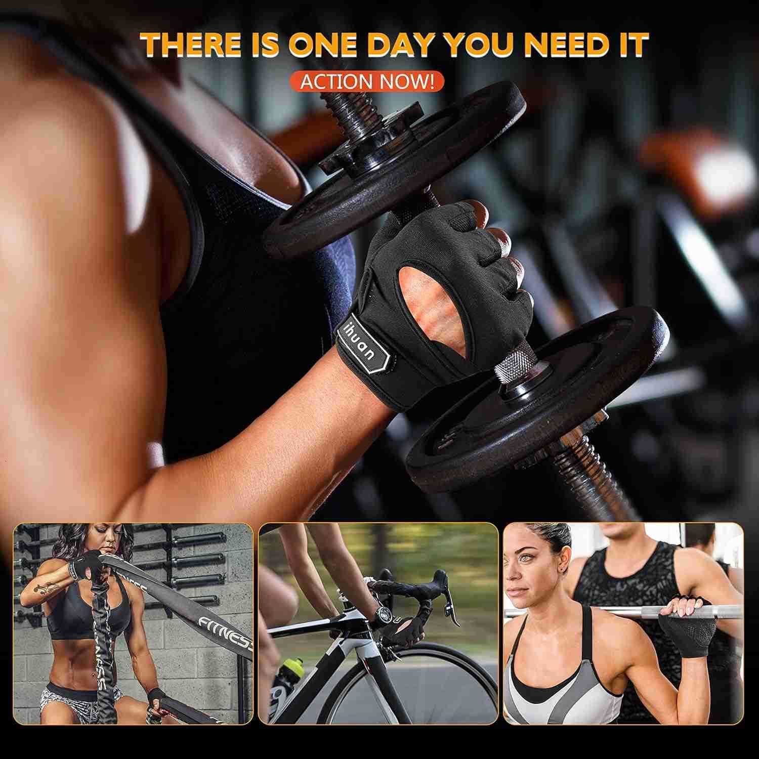 New Breathable Workout Gloves for Women Men No More Sweaty Full Palm Protection Gym Exercise Cycling Fitness Weightlifting Pullups Deadlifting RowingW