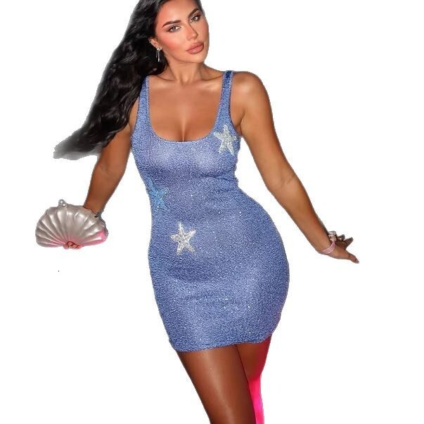 2025 Spring/Summer Women's S Dress Women's Long Sleeve Top Comfortable and Casual D Starfish Shining Sleeveless Dress Autumn/Winter New Desi