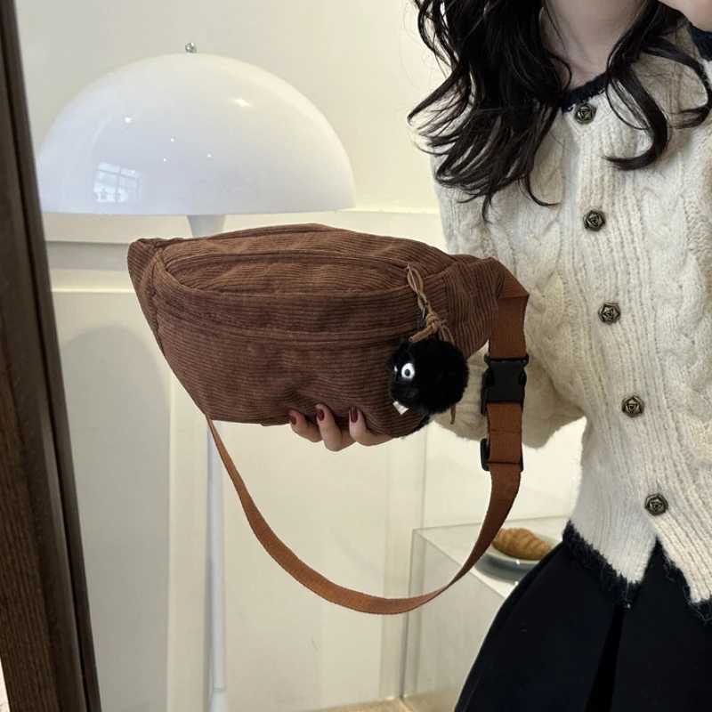 Corduroy Women Waist Bag Canvas Student Shoulder Crossbody Chest Bag 2024 Fanny Pack Fashion Phone Banana Female Bum Belt Bags Z250911