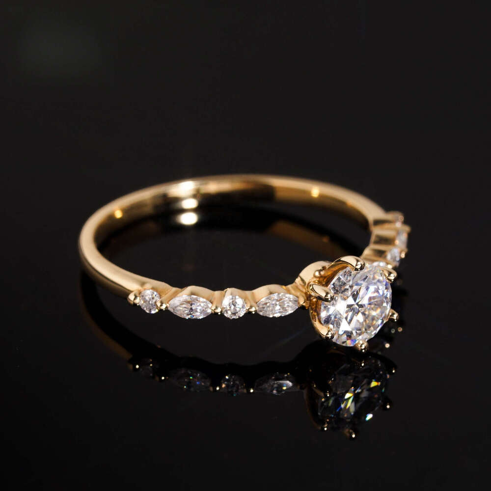 Fine Jewelry 0.54ct 14k Solid Gold Womens GRA Certified Engagement Moissanite Dia Wedding Rings