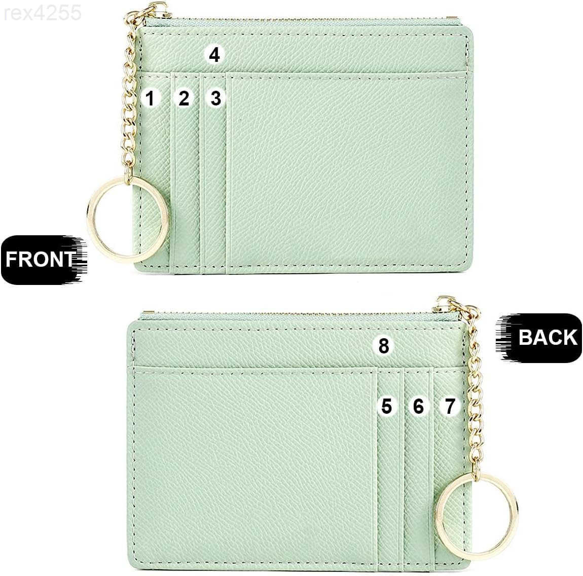 Slim RFID Blocking Card Holder Small Pocket Wallet Keychian Zipper Coin Purse Mini Cash Coin Cards Case for Women MenW250911