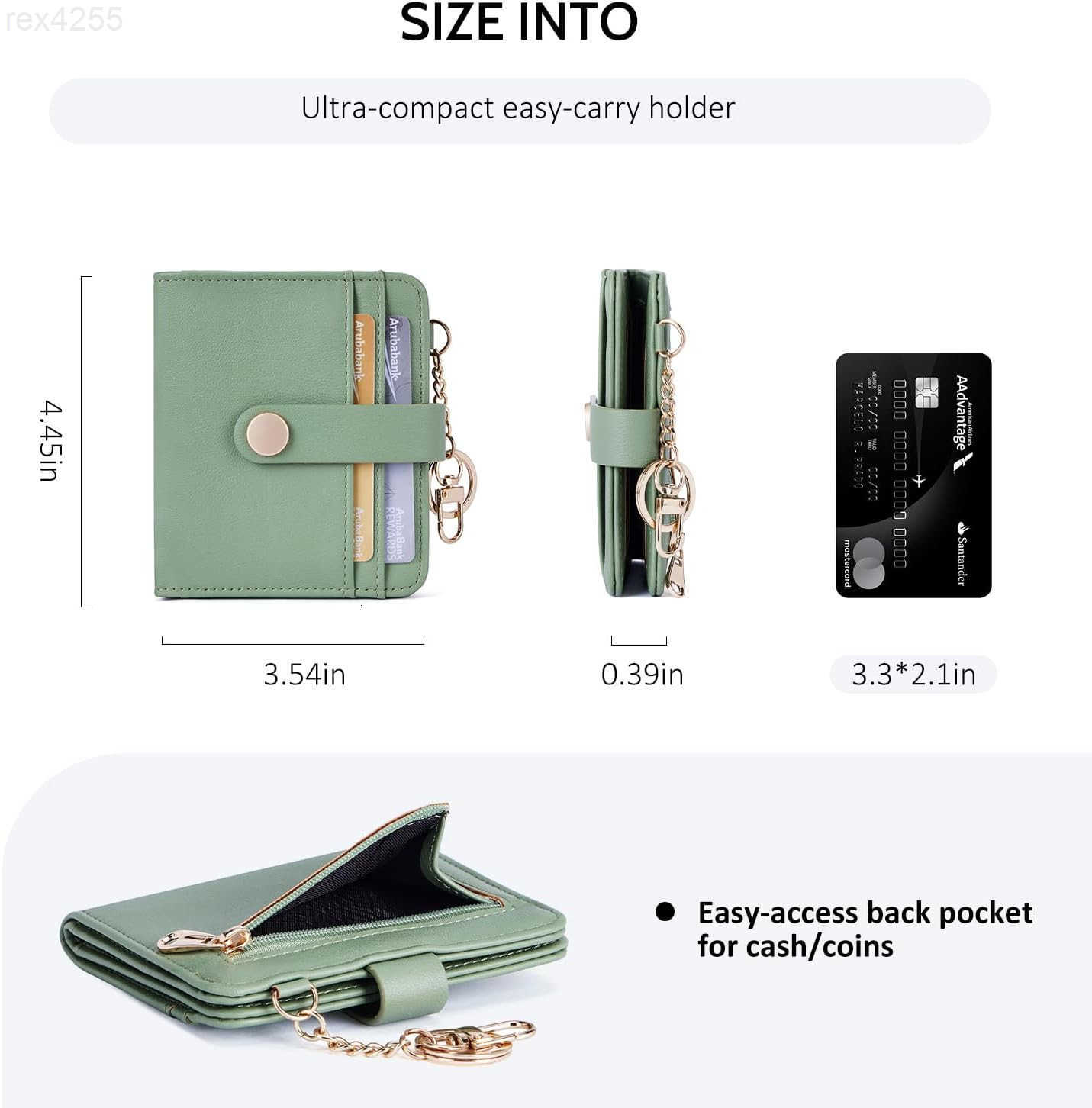 Slim Wallet for WomenRFID Blocking Bifold Credit Card Holder with Zipper Coin PocketID WindowKeychainW250911