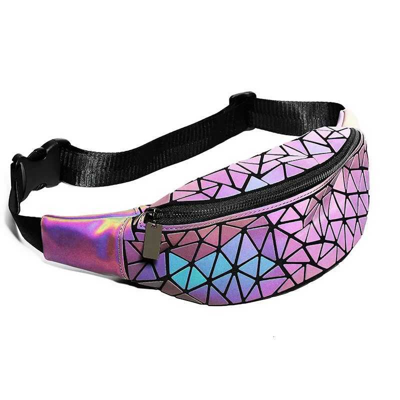 Women Fashion Waist Bag Fanny Pack Geometric Luminous Belt Bag Holographic Travel Men Chest Bags Handbag Waist Pack Z250911