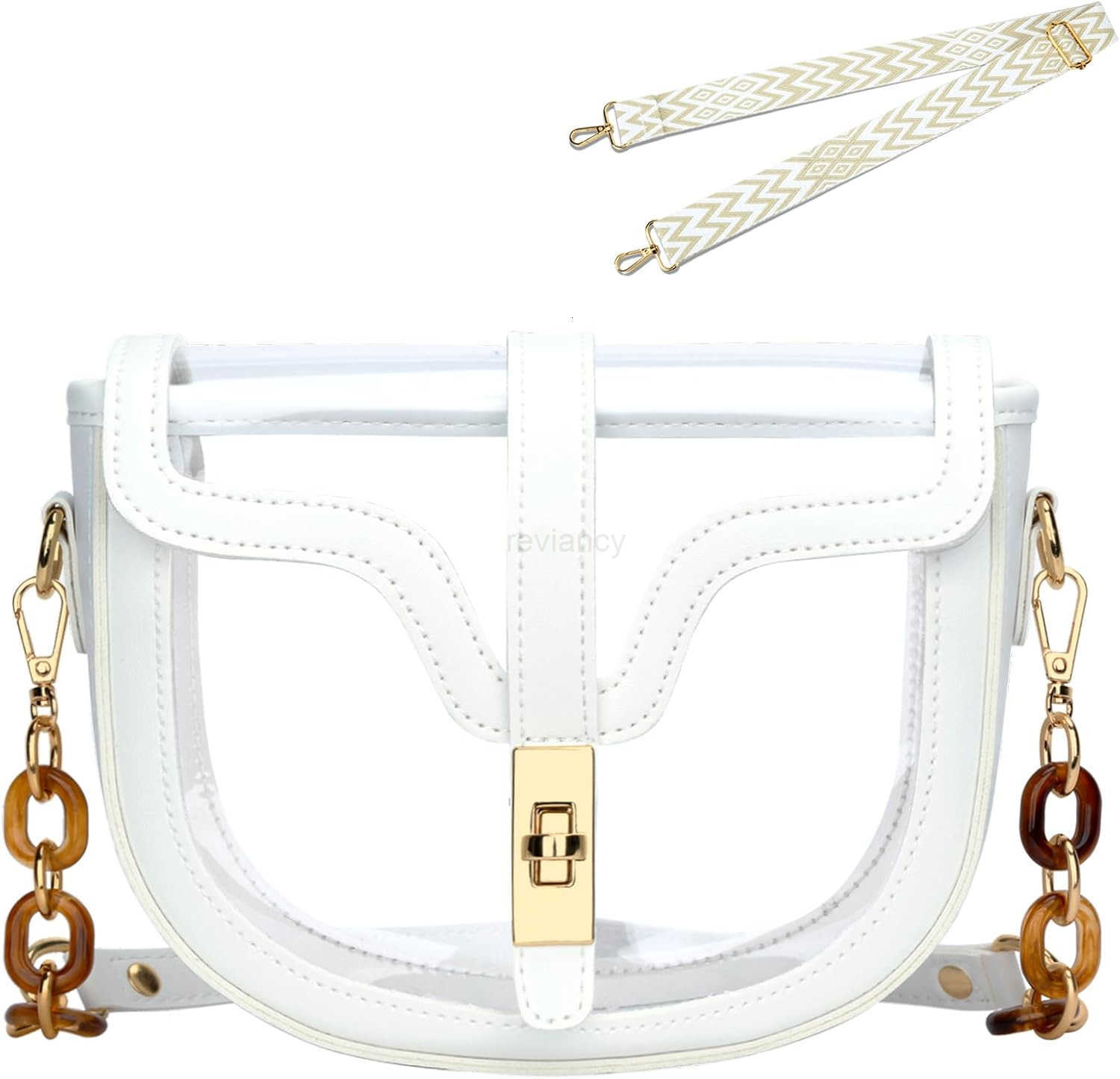 Clear Crossbody Bag for Women Stadium Approved Vegan Leather Concert Shoulder Sports SeeThrough PurseW250911